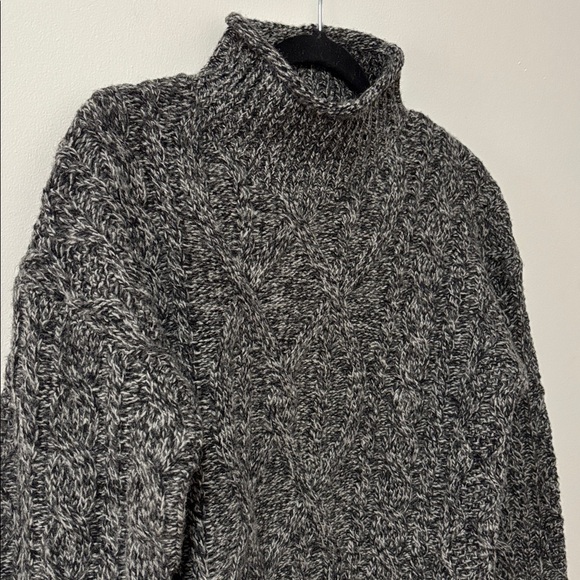 LL BEAN (M) 1912 Heritage Wool Blend Mockneck Sweater Charcoal Marled NWT Warm - Picture 5 of 11